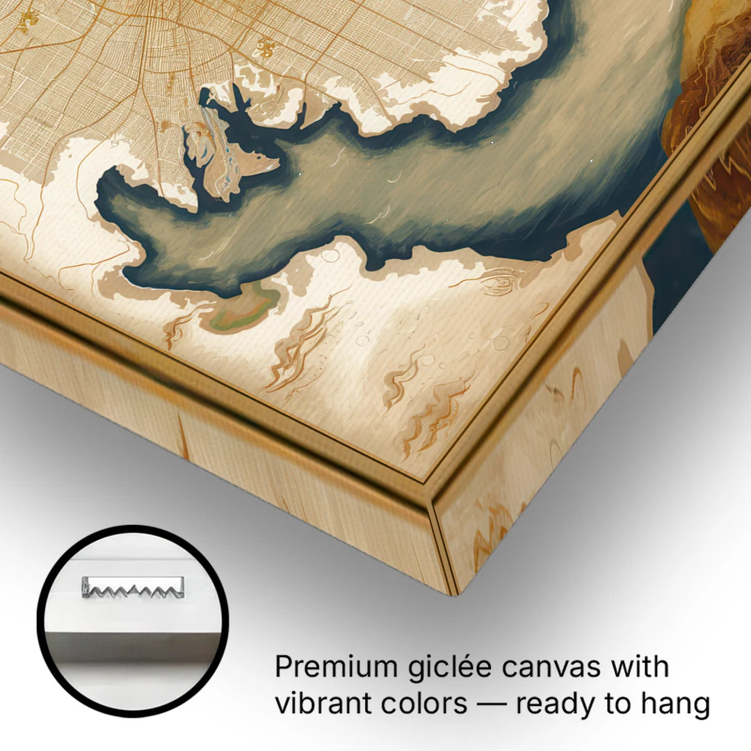Charleston Map Design - Canvas Wall Art - Gallery Wrap Corner