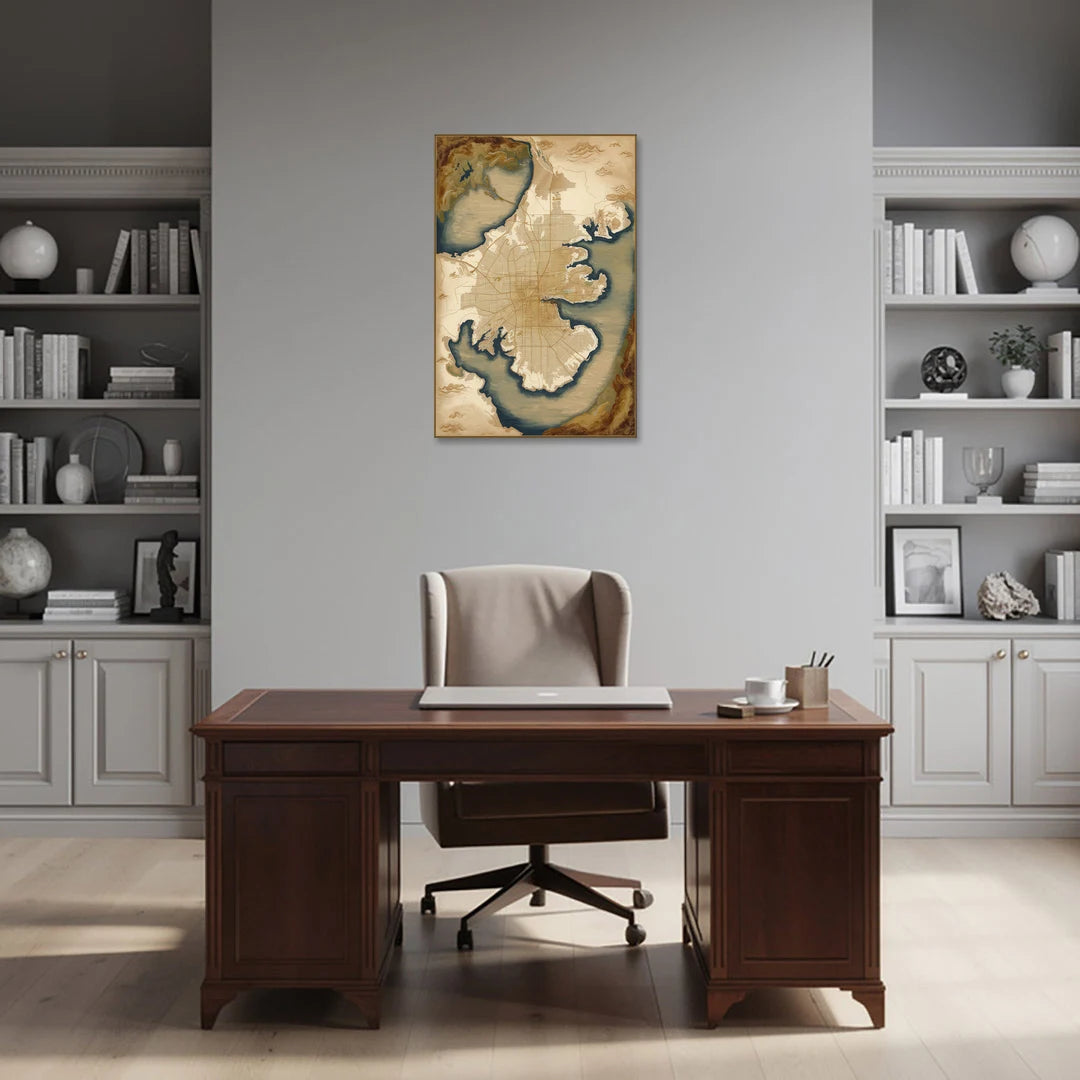 Charleston Map Design - Canvas Wall Art - Office - 24x36
