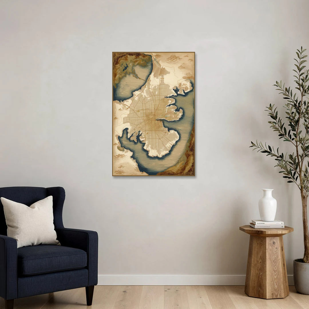 Charleston Map Design - Canvas Wall Art - Sofa - 24x36