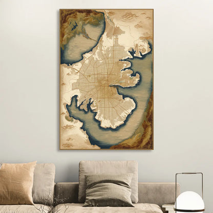 Charleston Map Design Sitting Room - Canvas Wall Art