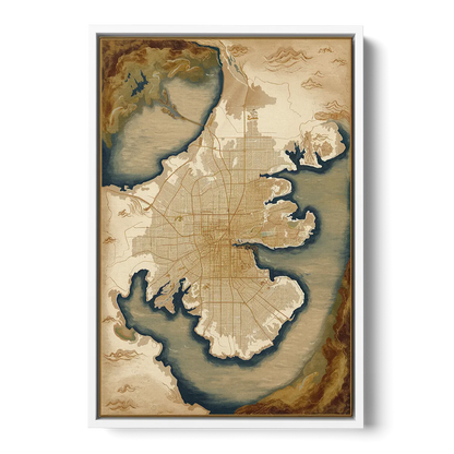 Charleston Map Design Front - White Canvas Wall Art