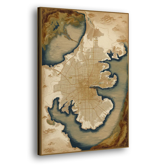 Charleston Map Design Side - Canvas Wall Art