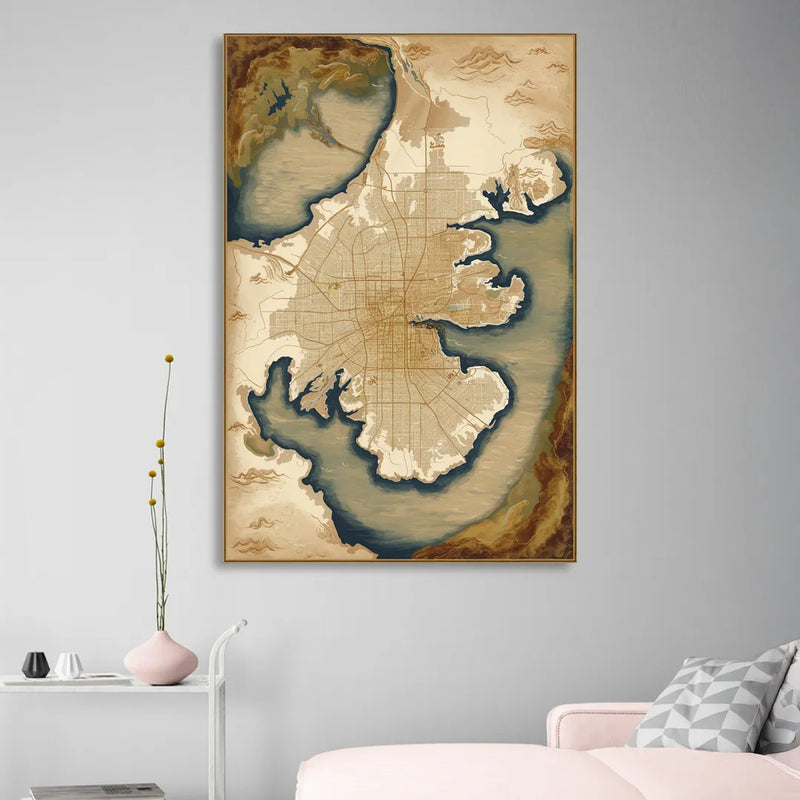 Charleston Map Design Living Room - Canvas Wall Art