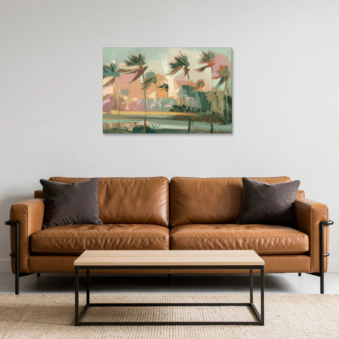 Charleston Palmetto Trees - Canvas Wall Art - Sofa - 36x24