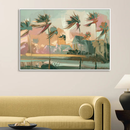 Charleston Palmetto Trees Sitting Room - White Canvas Wall Art