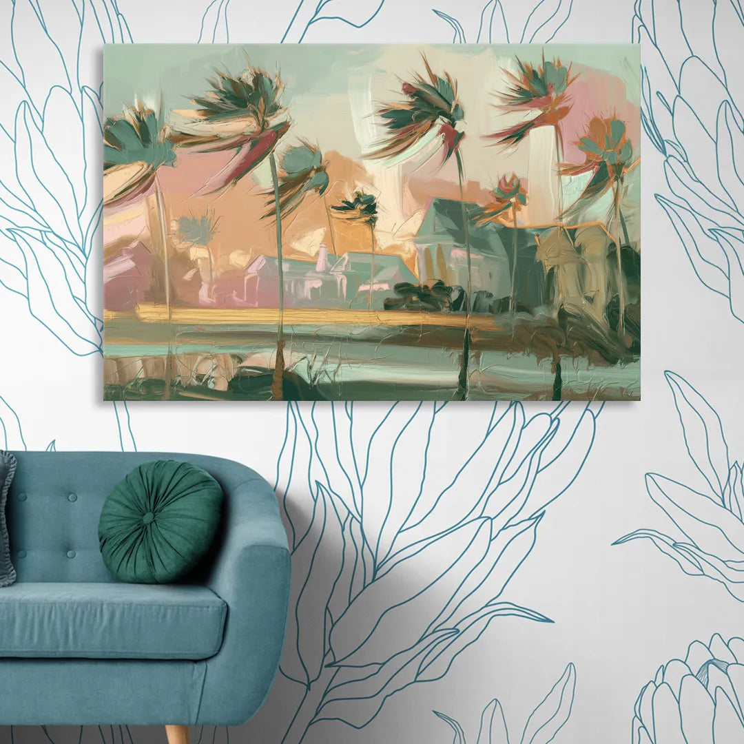 Charleston Palmetto Trees Sitting Room - Canvas Wall Art