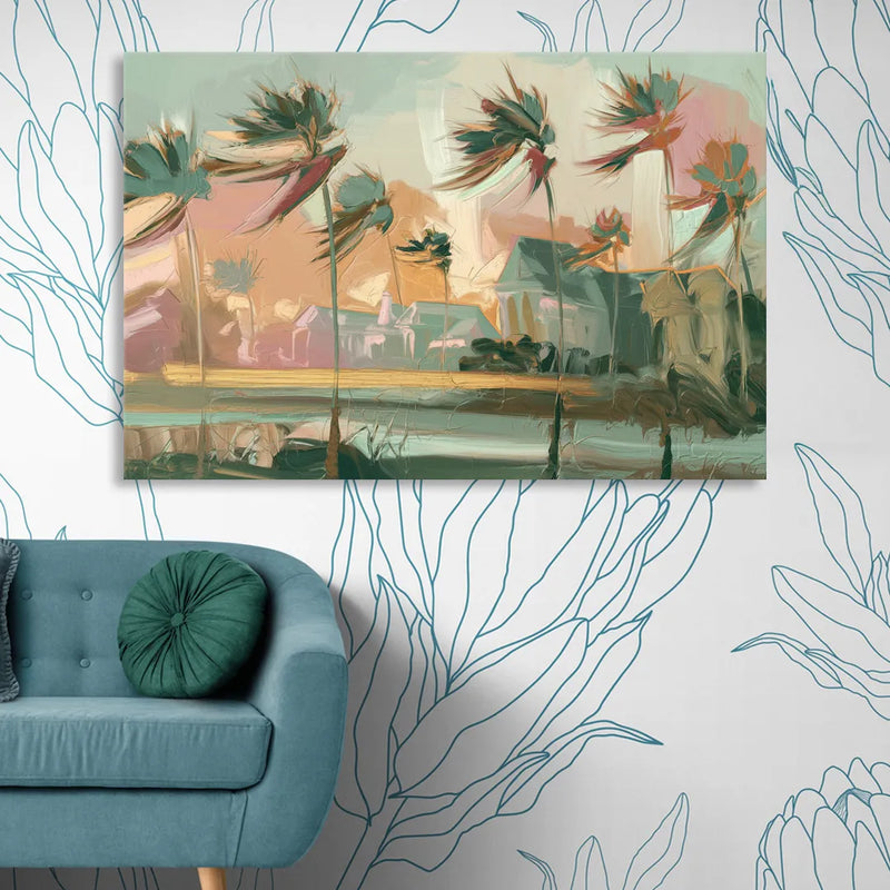 Charleston Palmetto Trees Sitting Room - Canvas Wall Art