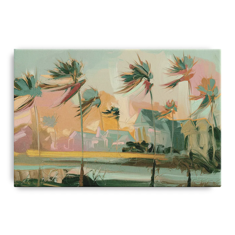 Charleston Palmetto Trees Front - Canvas Wall Art