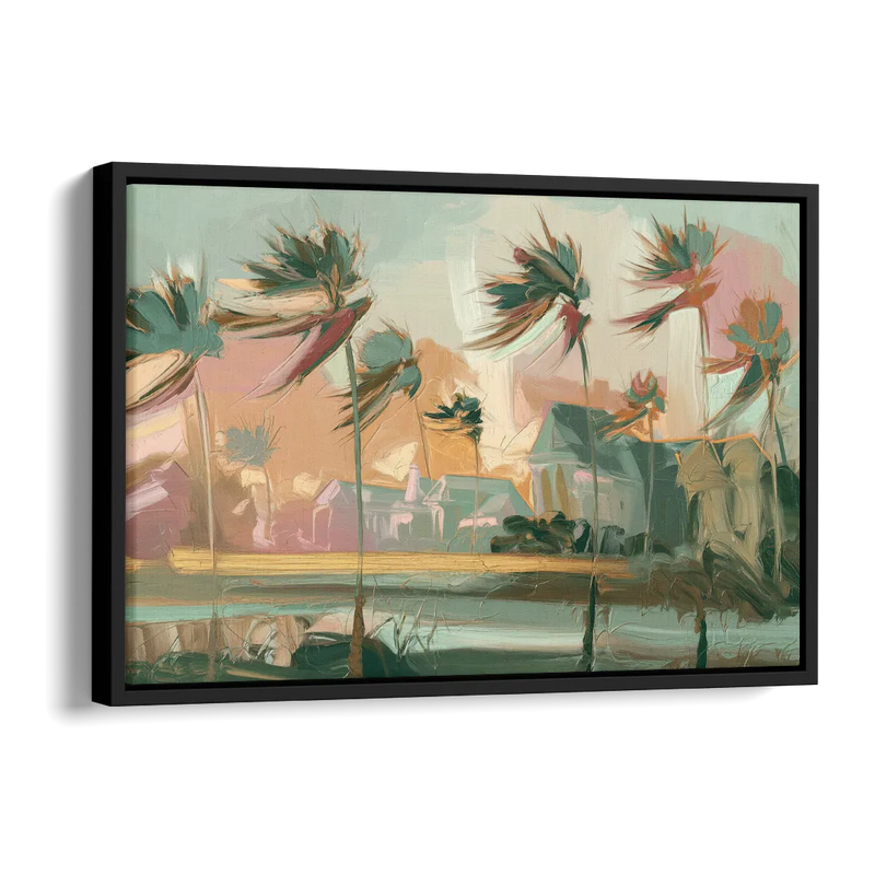 Charleston Palmetto Trees Side - Black Canvas Wall Art