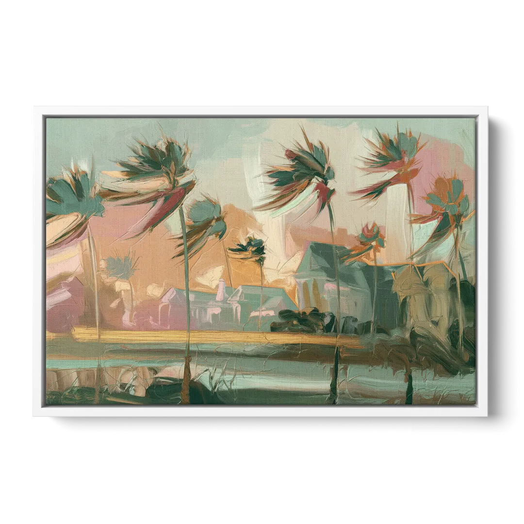 Charleston Palmetto Trees Front - White Canvas Wall Art