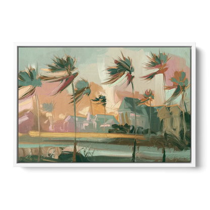 Charleston Palmetto Trees Front - White Canvas Wall Art