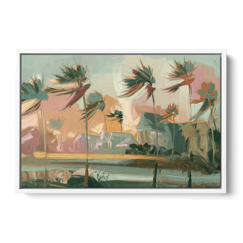 Charleston Palmetto Trees Front - White Canvas Wall Art