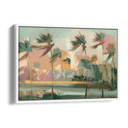 Charleston Palmetto Trees Side - White Canvas Wall Art
