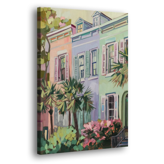 Charleston Rainbow Row Side - Canvas Wall Art