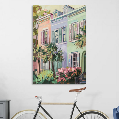 Charleston Rainbow Row Sitting Room - Canvas Wall Art