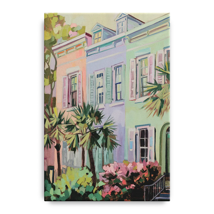 Charleston Rainbow Row Front - Canvas Wall Art