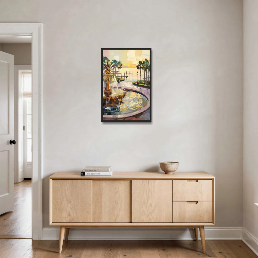 Charleston Waterfront Park - Black Framed Canvas Wall Art - Coffee Table - 20x30