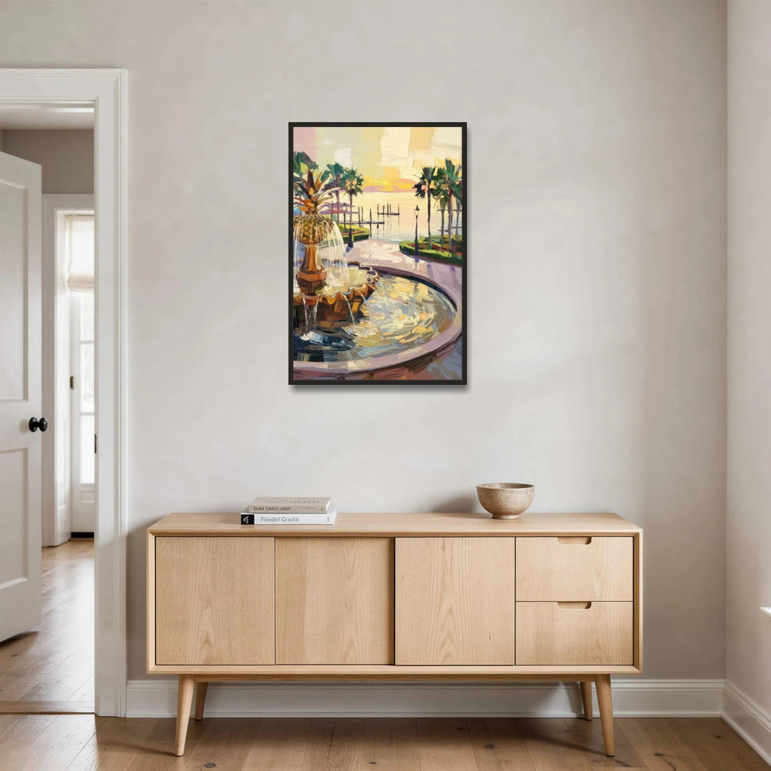 Charleston Waterfront Park - Black Framed Canvas Wall Art - Coffee Table - 24x36