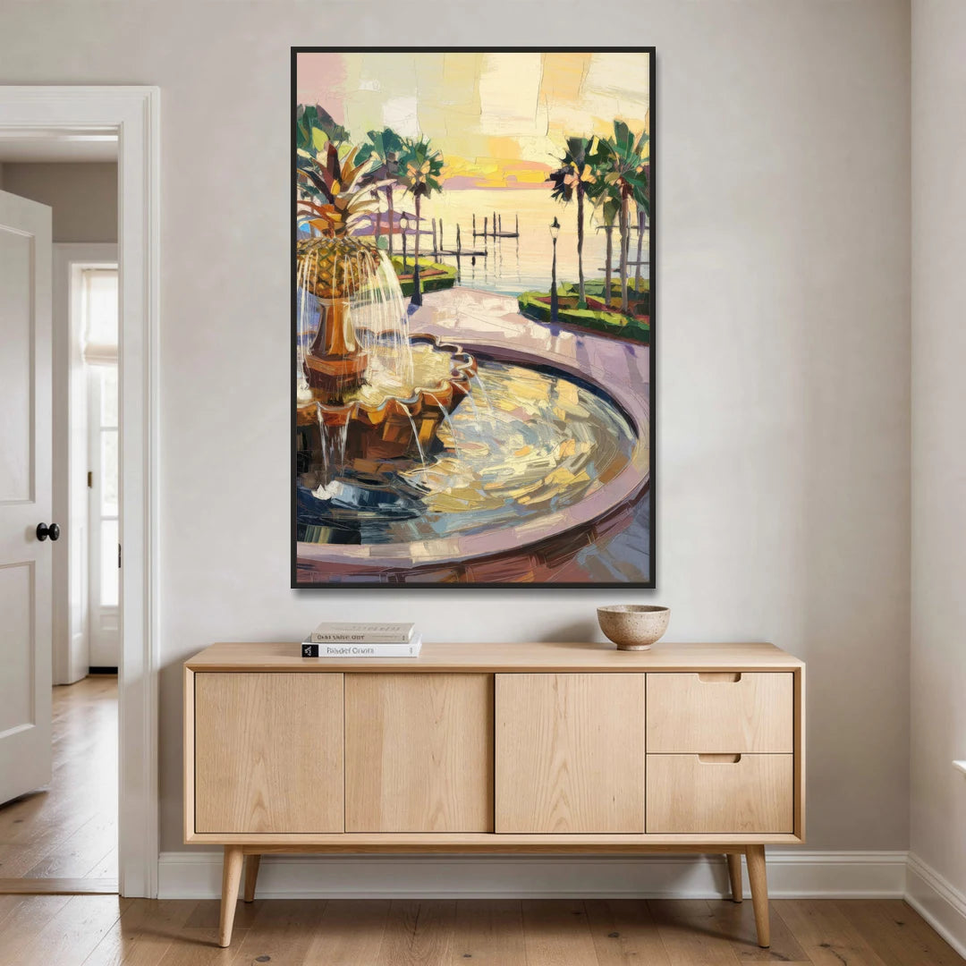 Charleston Waterfront Park - Black Framed Canvas Wall Art - Coffee Table - 40x60