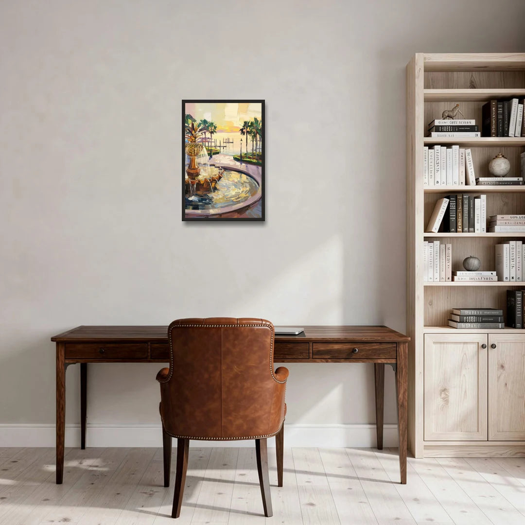 Charleston Waterfront Park - Black Framed Canvas Wall Art - Office - 16x24