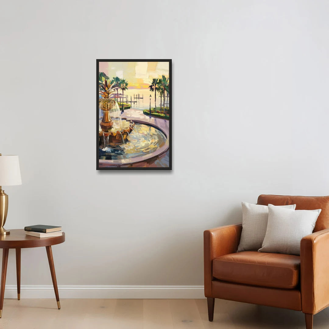 Charleston Waterfront Park - Black Framed Canvas Wall Art - Sofa - 20x30