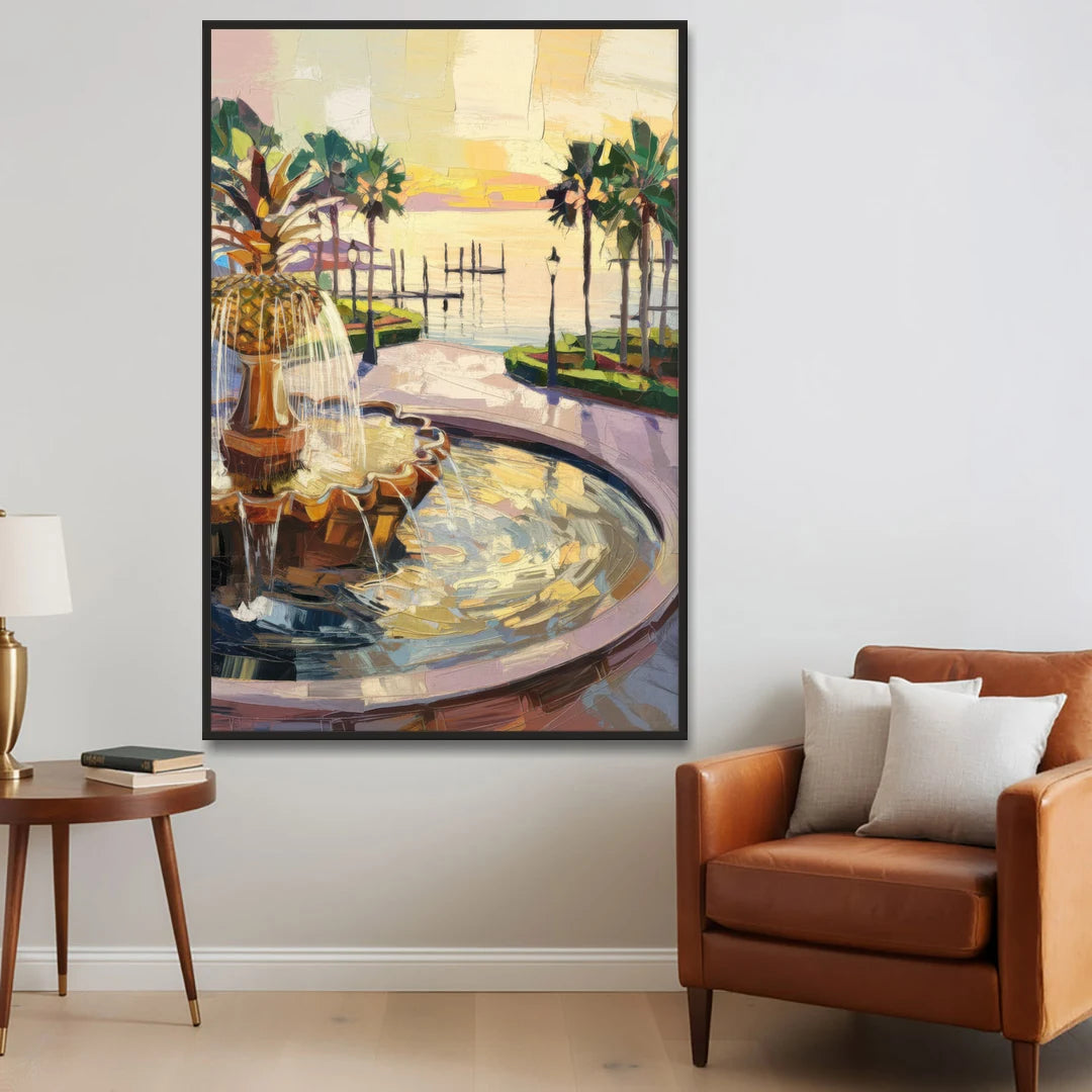 Charleston Waterfront Park - Black Framed Canvas Wall Art - Sofa - 40x60