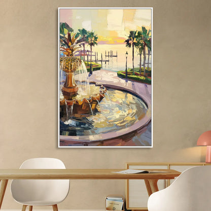 Charleston Waterfront Park Living Room - White Canvas Wall Art