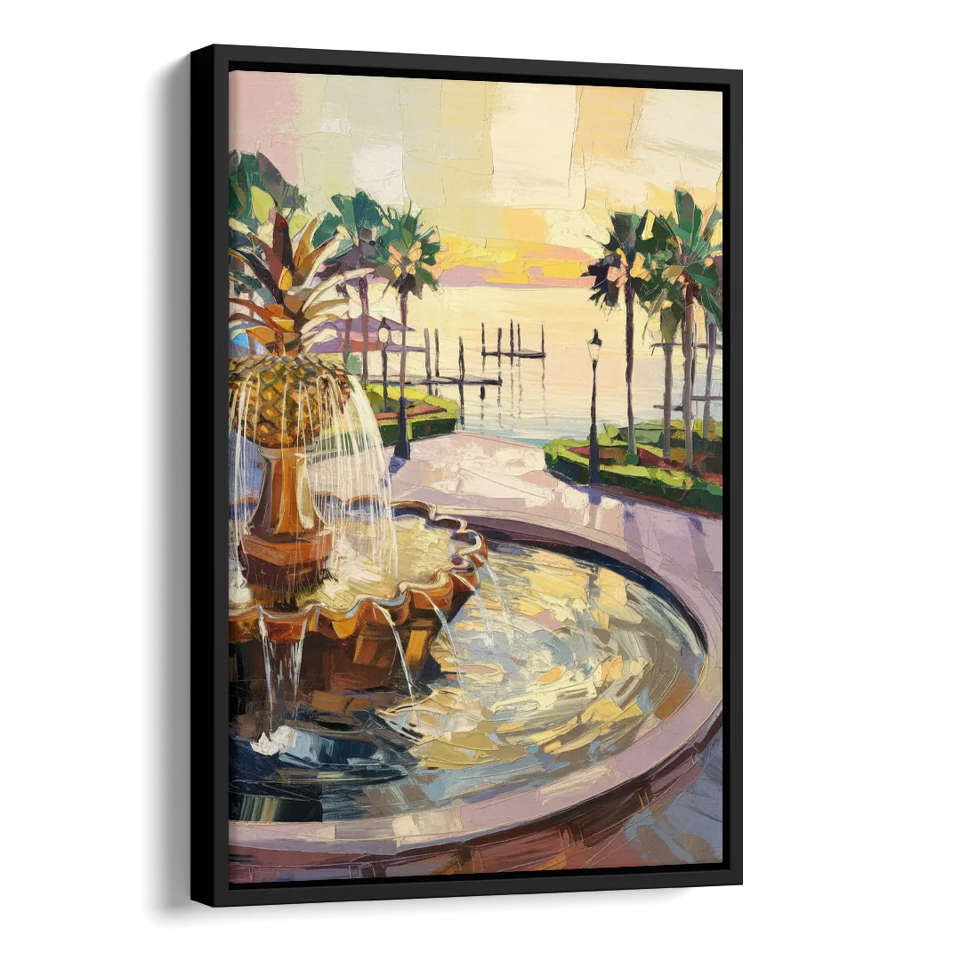 Charleston Waterfront Park Side - Black Canvas Wall Art