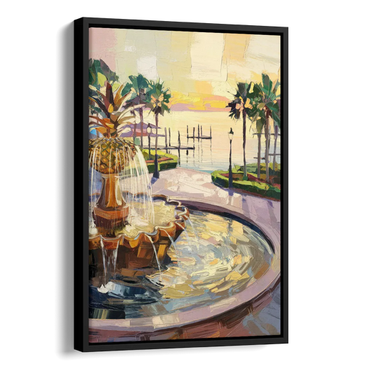 Charleston Waterfront Park Side - Black Canvas Wall Art