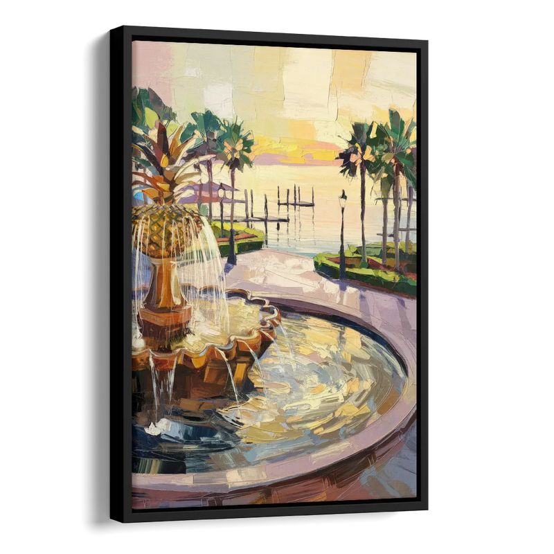 Charleston Waterfront Park Side - Black Canvas Wall Art