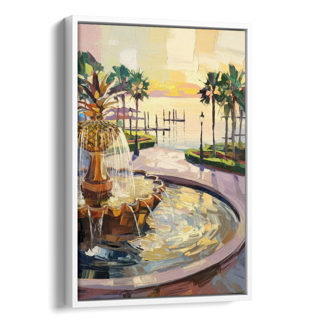 Charleston Waterfront Park Side - White Canvas Wall Art