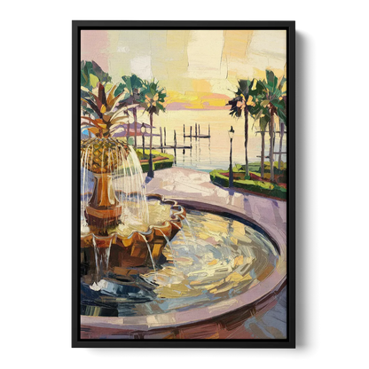Charleston Waterfront Park Front - Black Canvas Wall Art