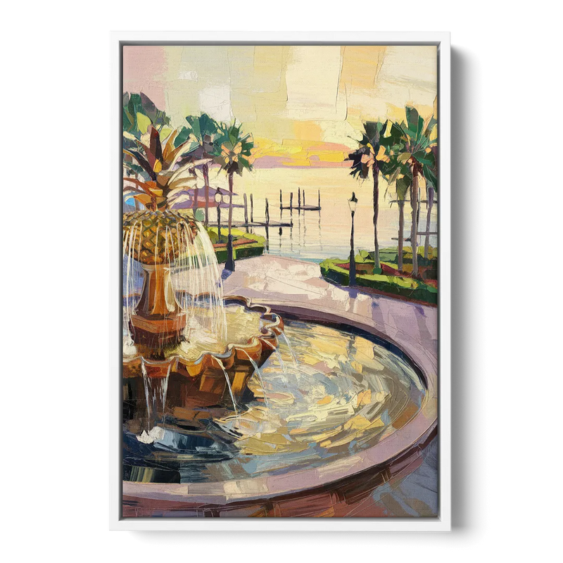 Charleston Waterfront Park Front - White Canvas Wall Art