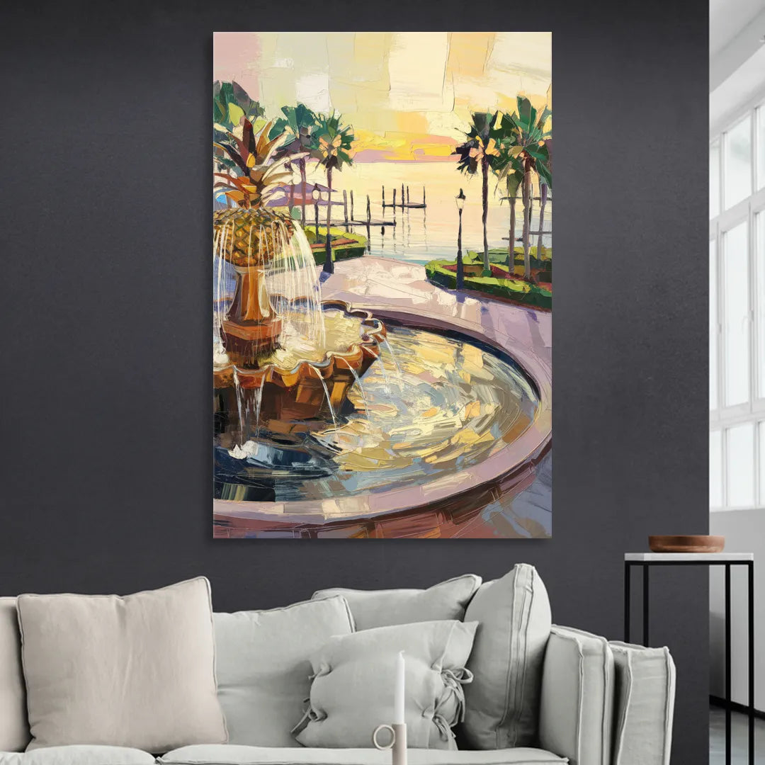 Charleston Waterfront Park Sitting Room - Canvas Wall Art