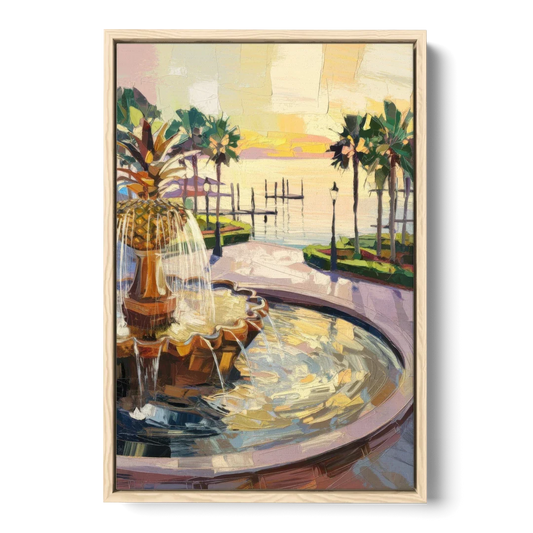 Charleston Waterfront Park - Oak Framed Canvas Wall Art - Front