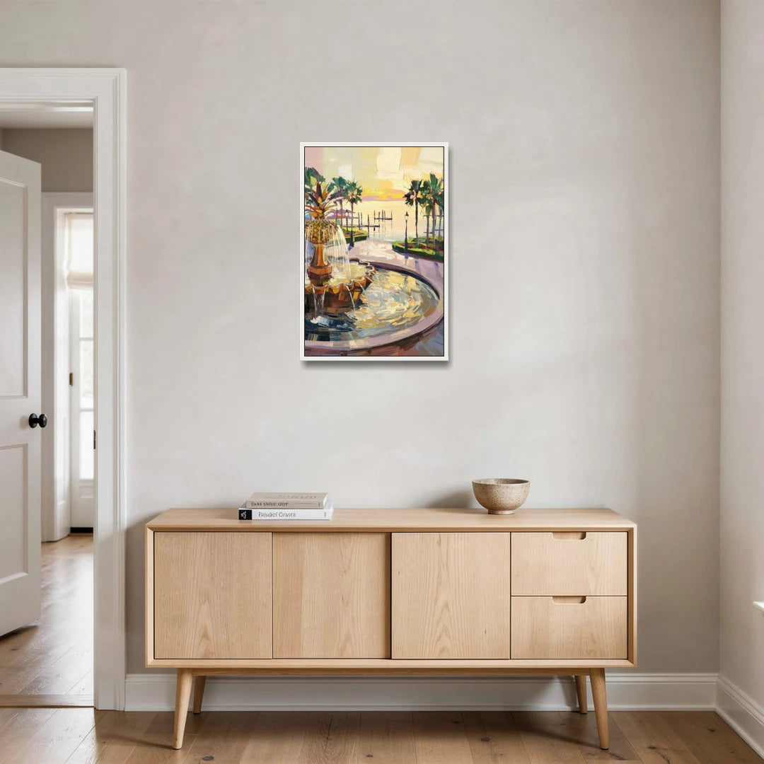 Charleston Waterfront Park - White Framed Canvas Wall Art - Coffee Table - 20x30