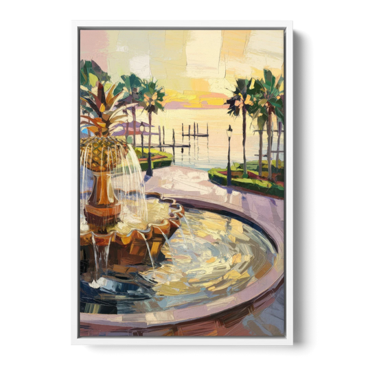 Charleston Waterfront Park - White Framed Canvas Wall Art - Front
