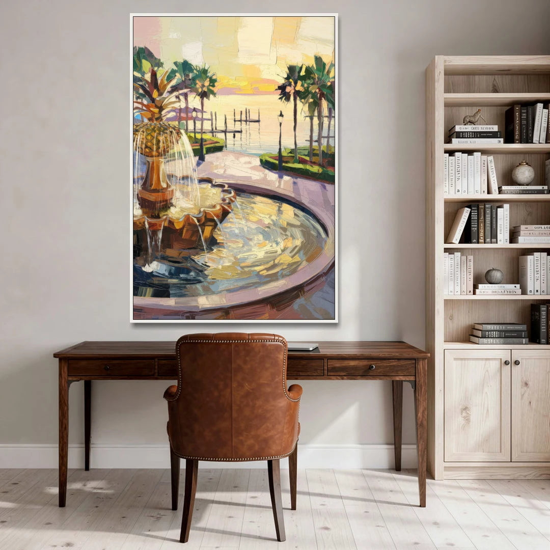 Charleston Waterfront Park - White Framed Canvas Wall Art - Office - 40x60