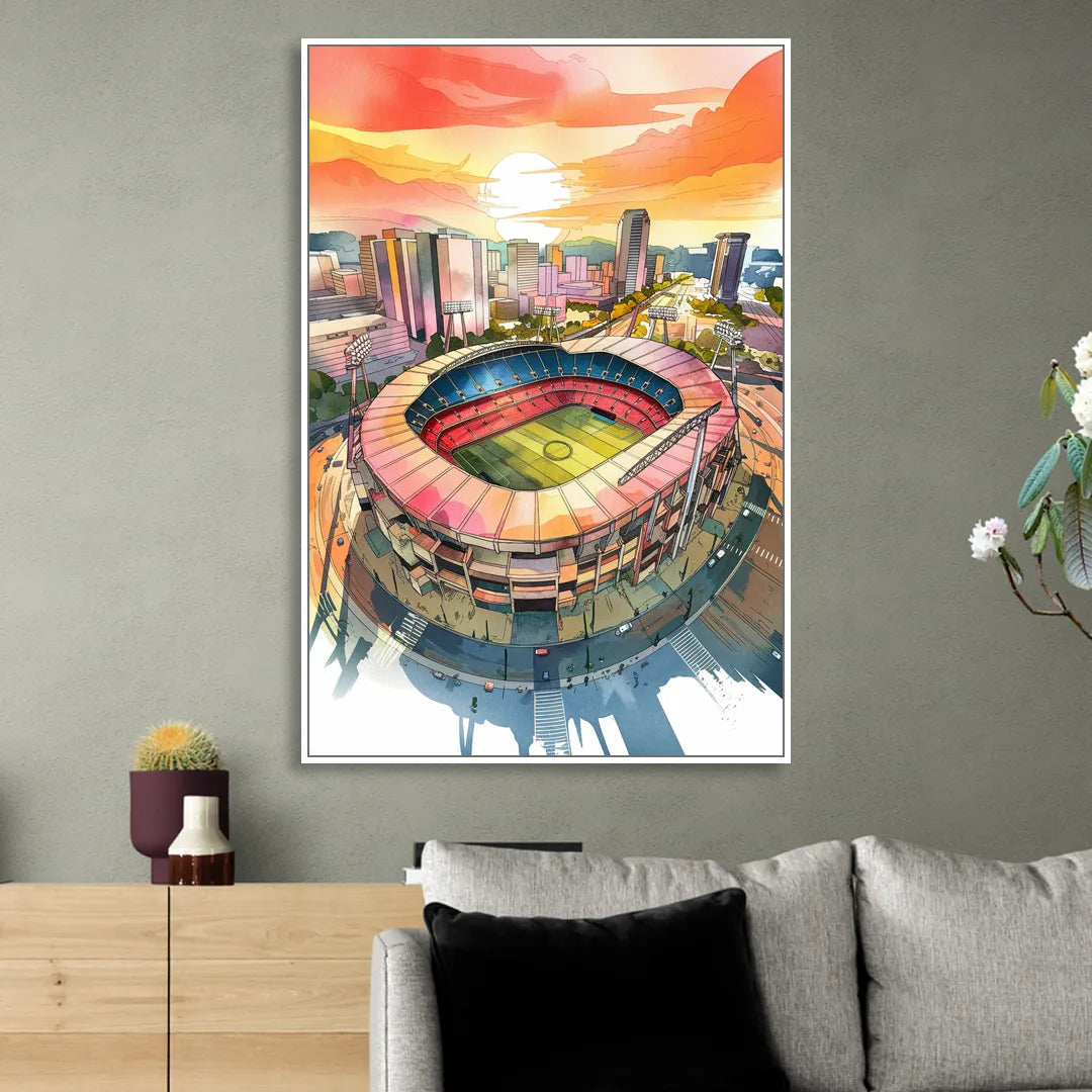 Charlotte FC Stadium View Living Room - White Canvas Wall Art