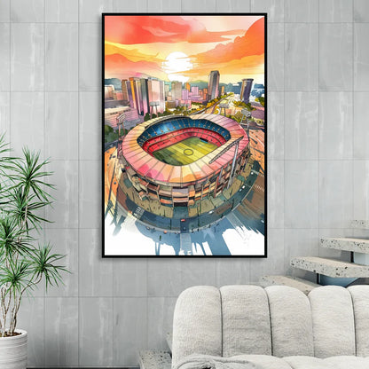 Charlotte FC Stadium View Sitting Room - Black Canvas Wall Art