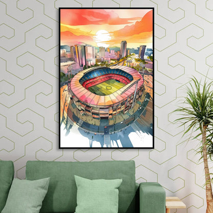 Charlotte FC Stadium View Living Room - Black Canvas Wall Art