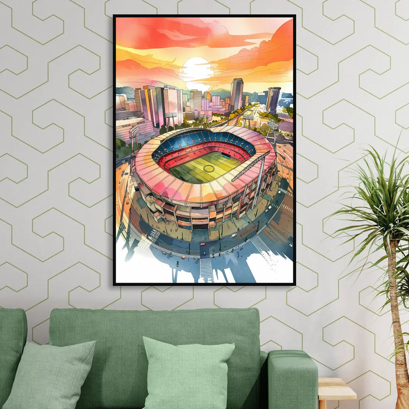 Charlotte FC Stadium View Living Room - Black Canvas Wall Art