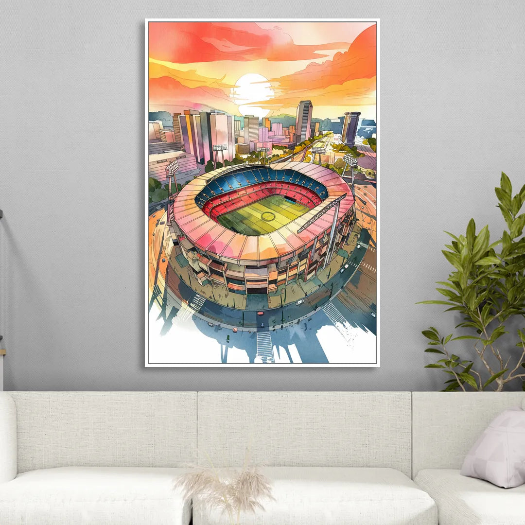 Charlotte FC Stadium View Sitting Room - White Canvas Wall Art