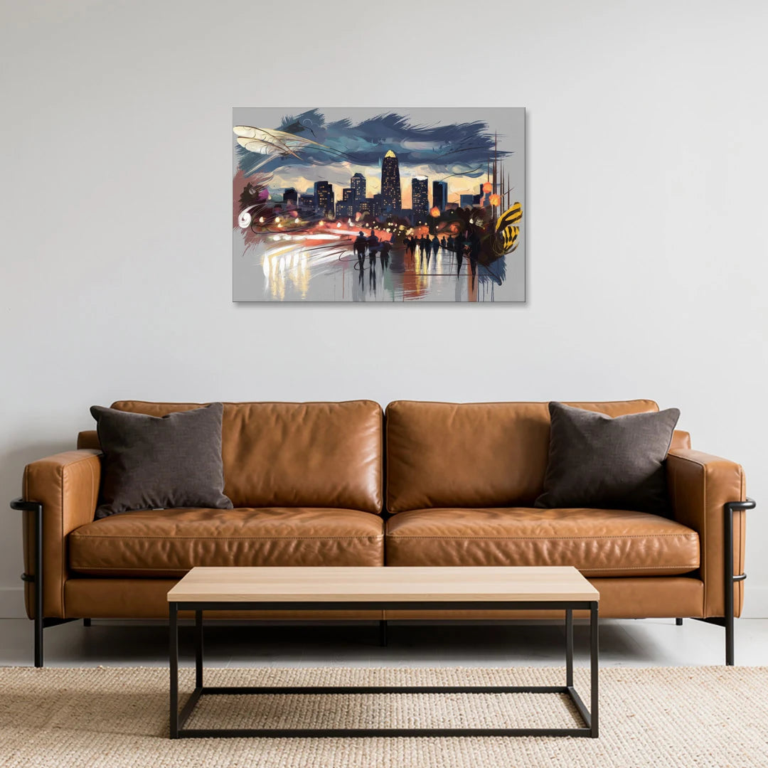 Charlotte Hornets Tribute - Canvas Wall Art - Sofa - 36x24