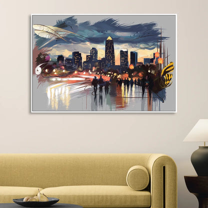 Charlotte Hornets Tribute Living Room - White Canvas Wall Art