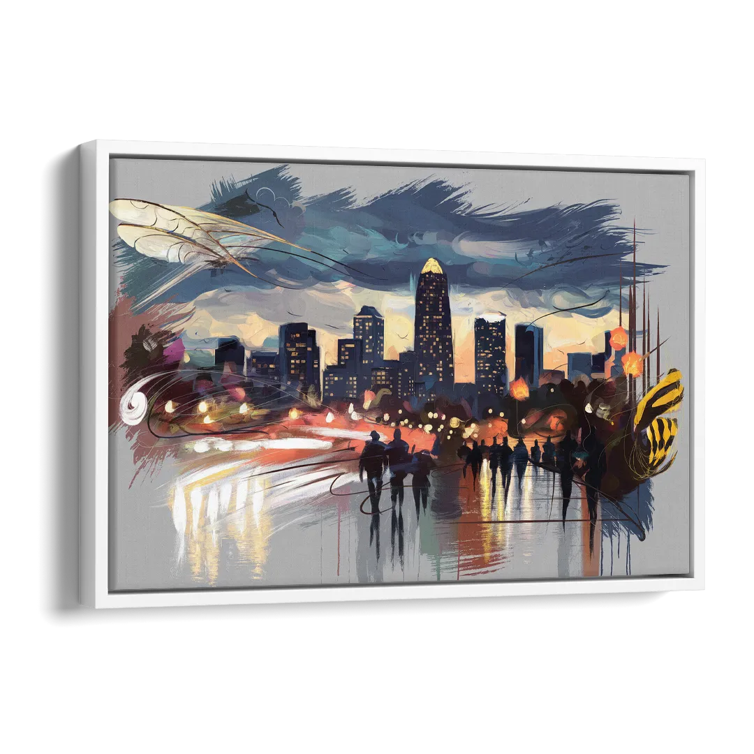 Charlotte Hornets Tribute Side - White Canvas Wall Art
