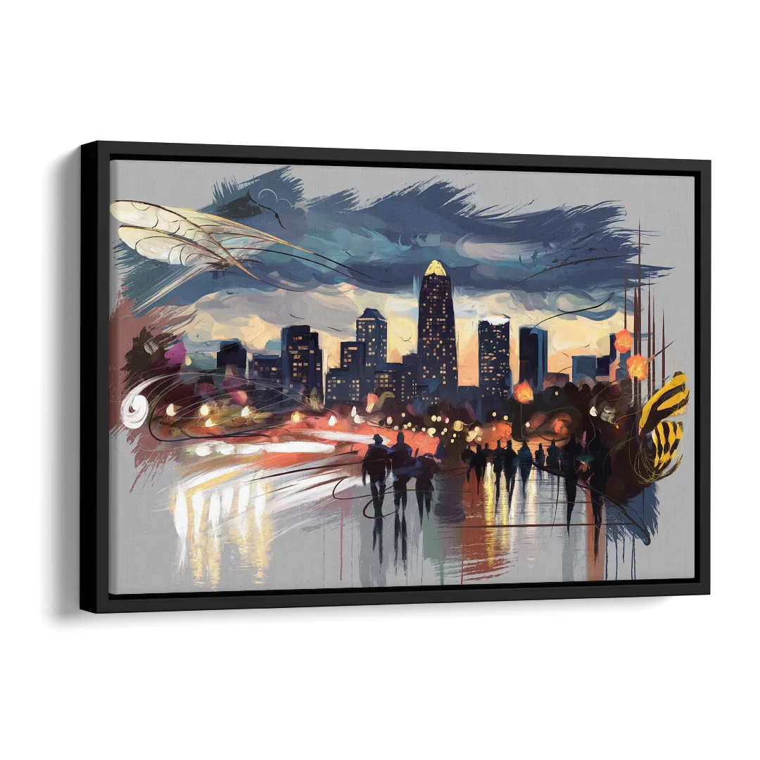 Charlotte Hornets Tribute Side - Black Canvas Wall Art