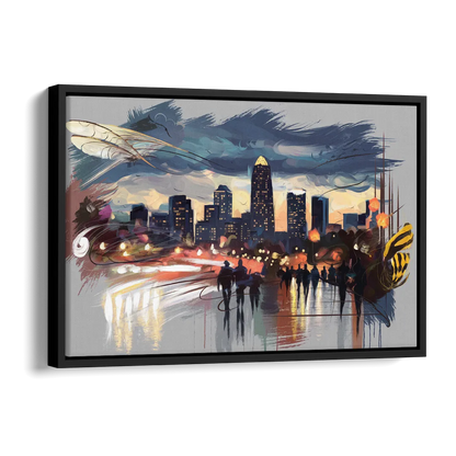 Charlotte Hornets Tribute Side - Black Canvas Wall Art