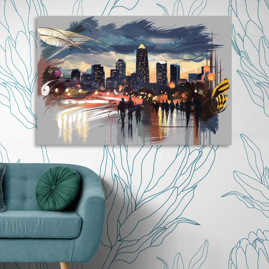 Charlotte Hornets Tribute Living Room - Canvas Wall Art