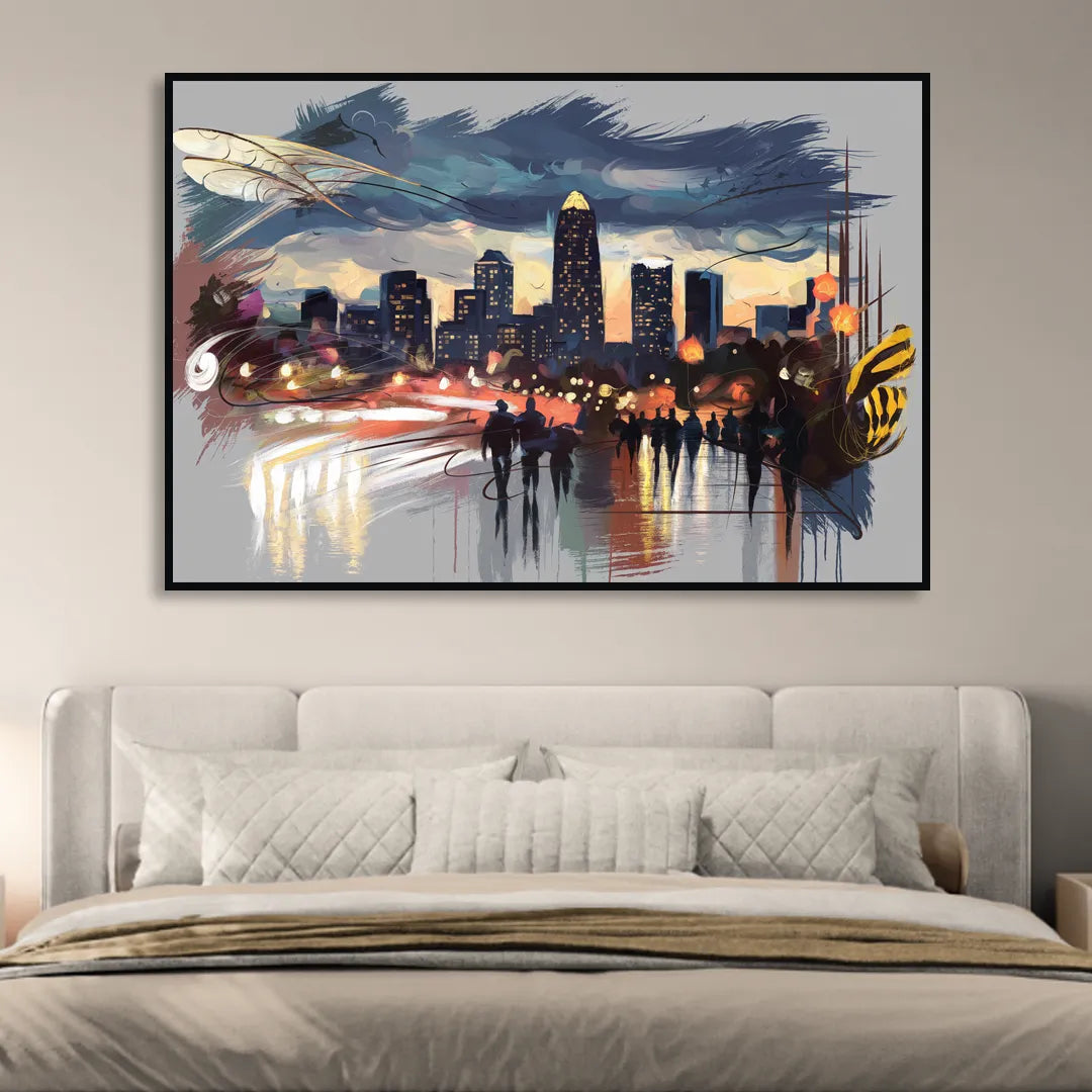 Charlotte Hornets Tribute Sitting Room - Black Canvas Wall Art